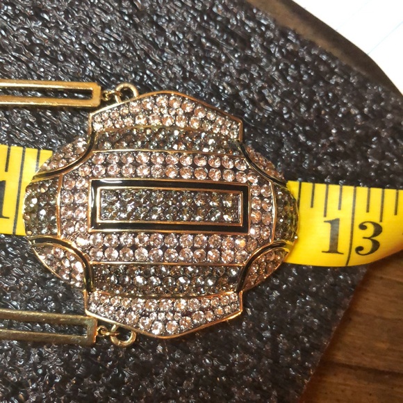 AKKAD Crystal Pave Gold Tone & Black Enamel Statement Necklace - Picture 16 of 16